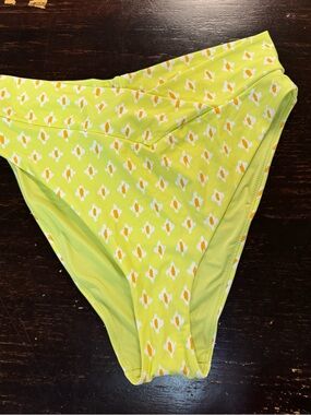aerie Lime Green & White Patterned Bikini Bottom